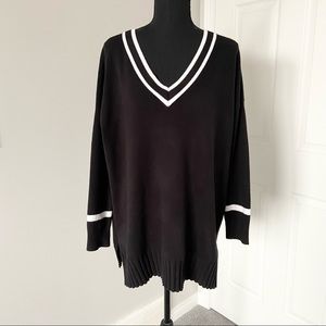 French Connection Oversized V Neck College Tunic Style Sweater